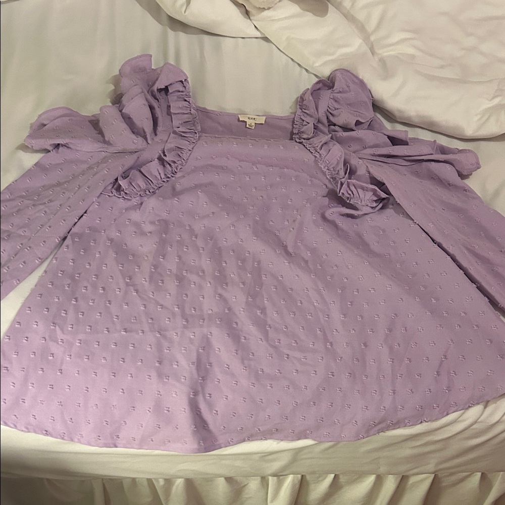 Lavender Ruffle Sleeve Blouse